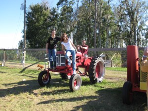 Hanging out by the tractor